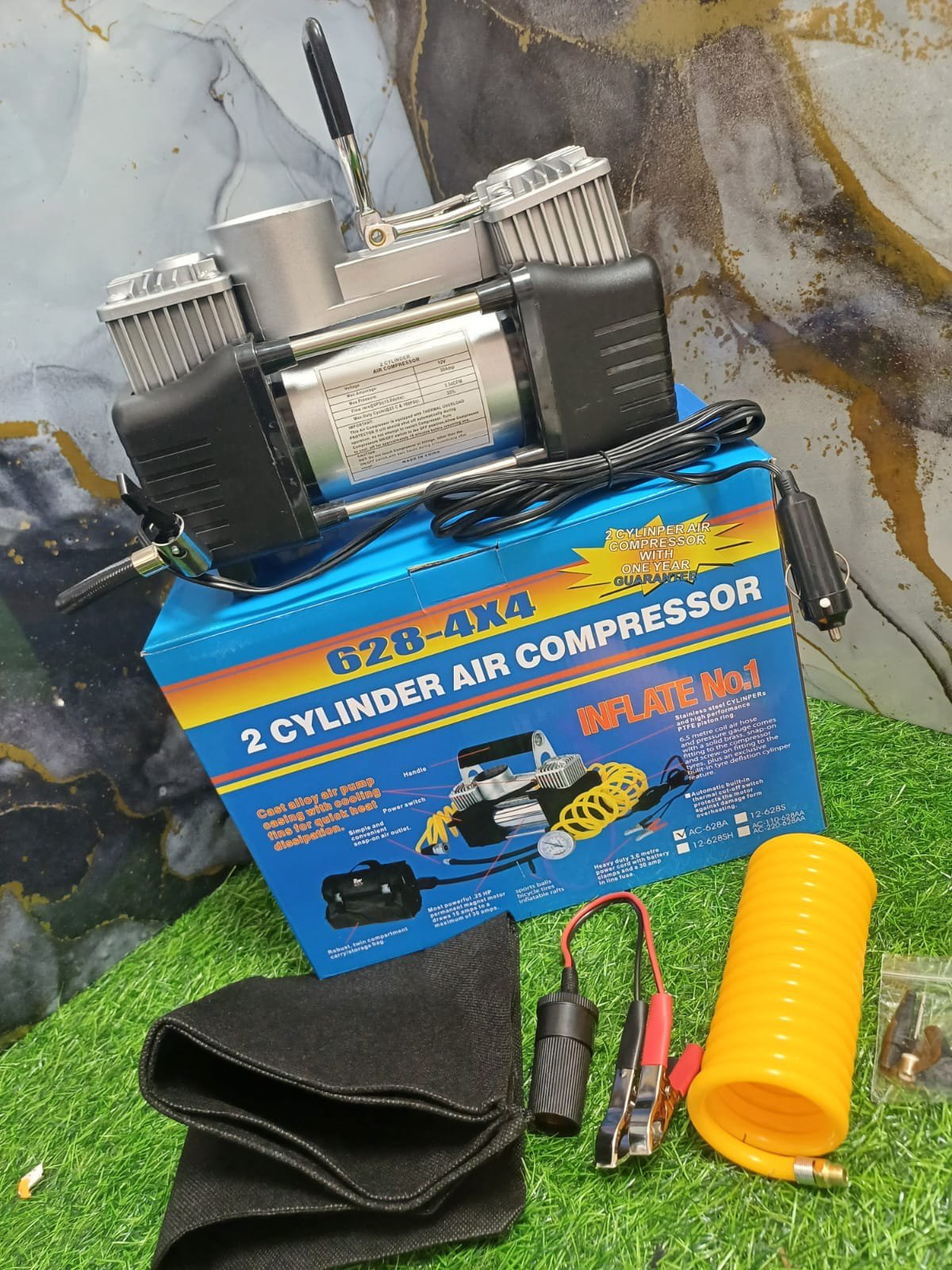 COMPRESOR DE AIRE DOBLE CILINDRO 12V