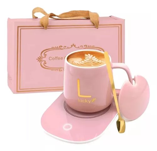 TAZA CALENTADORA DE TE ROSA