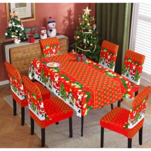 SET NAVIDEÑO DE MANTEL CON 6 FUNDAS DE SILLAS